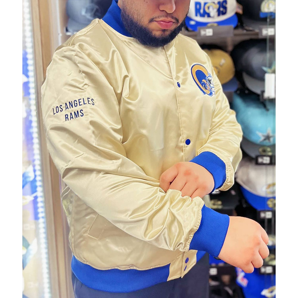 LA Rams Lightweight Gold Satin Jacket - Image 5