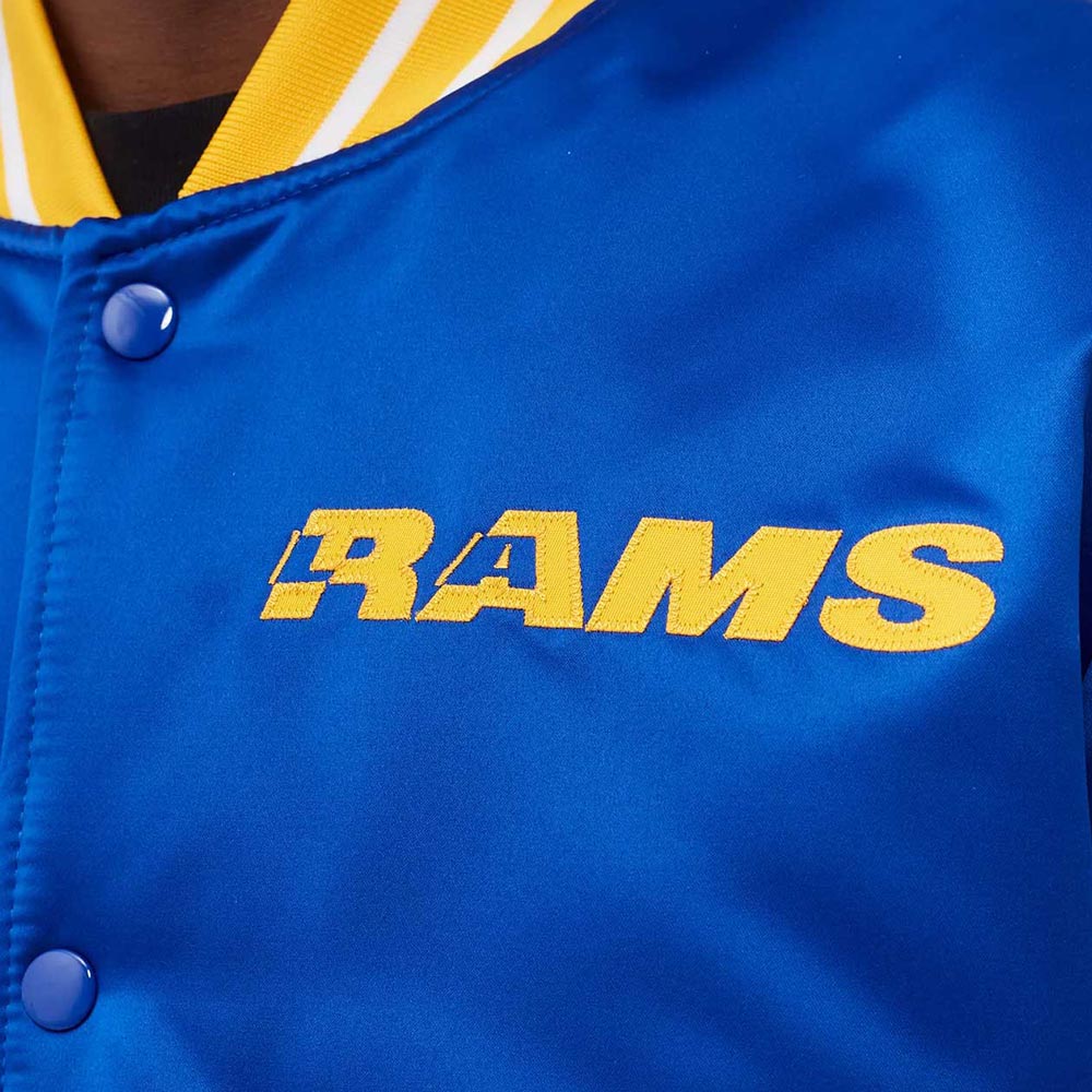 LA Rams Heavyweight Blue Satin Jacket - Image 4