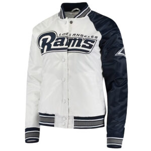 LA Rams Hometown White/Navy Satin Jacket