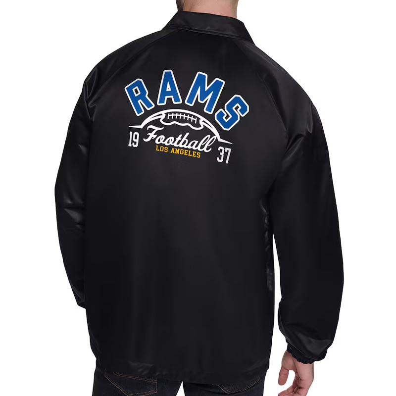 LA Rams Retro Logo Coaches Jacket - Image 3