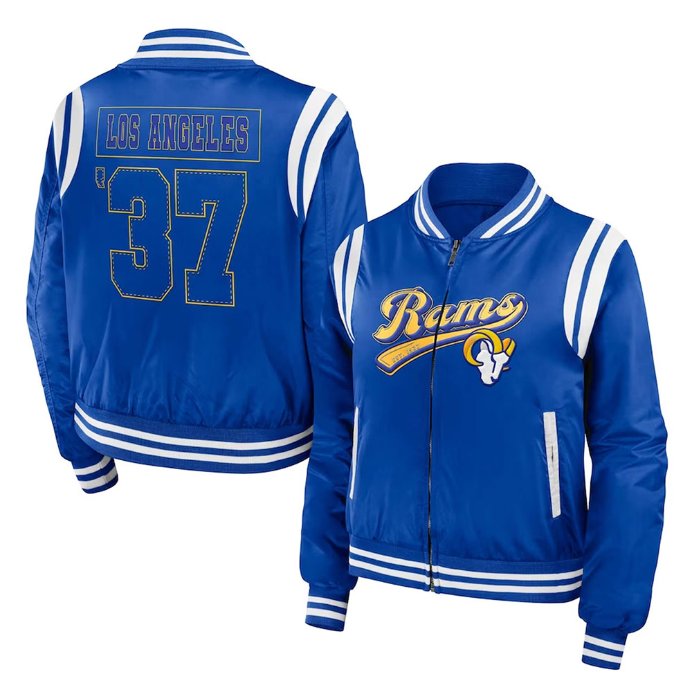 Los Angeles Rams Royal Bomber Full-Zip Jacket - Image 3
