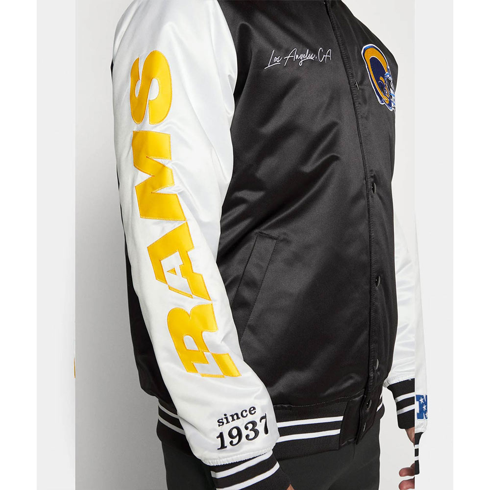 Los Angeles Rams Team Origins Training Satin Jacket - Image 6