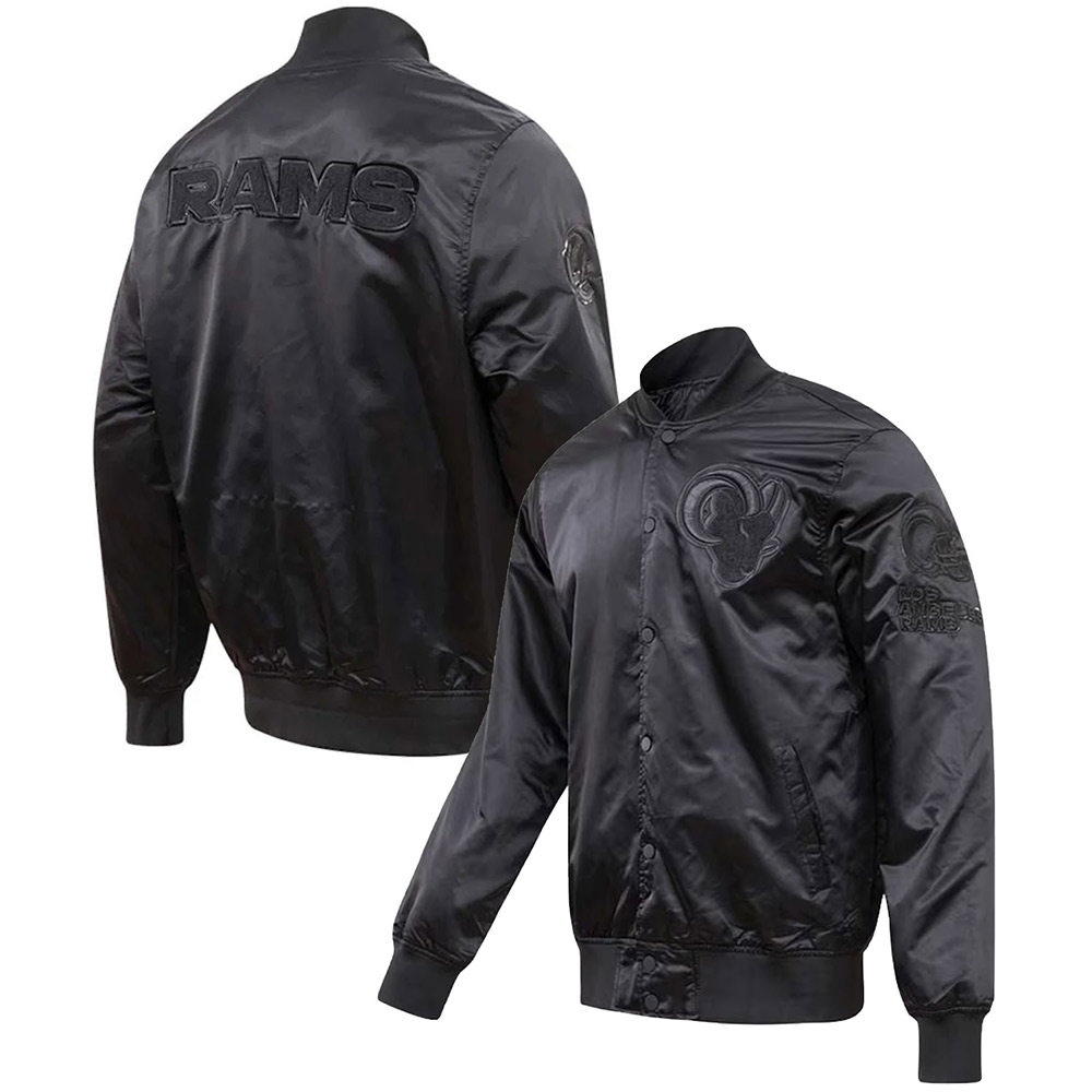 Los Angeles Rams Triple Black Satin Jacket - Image 3