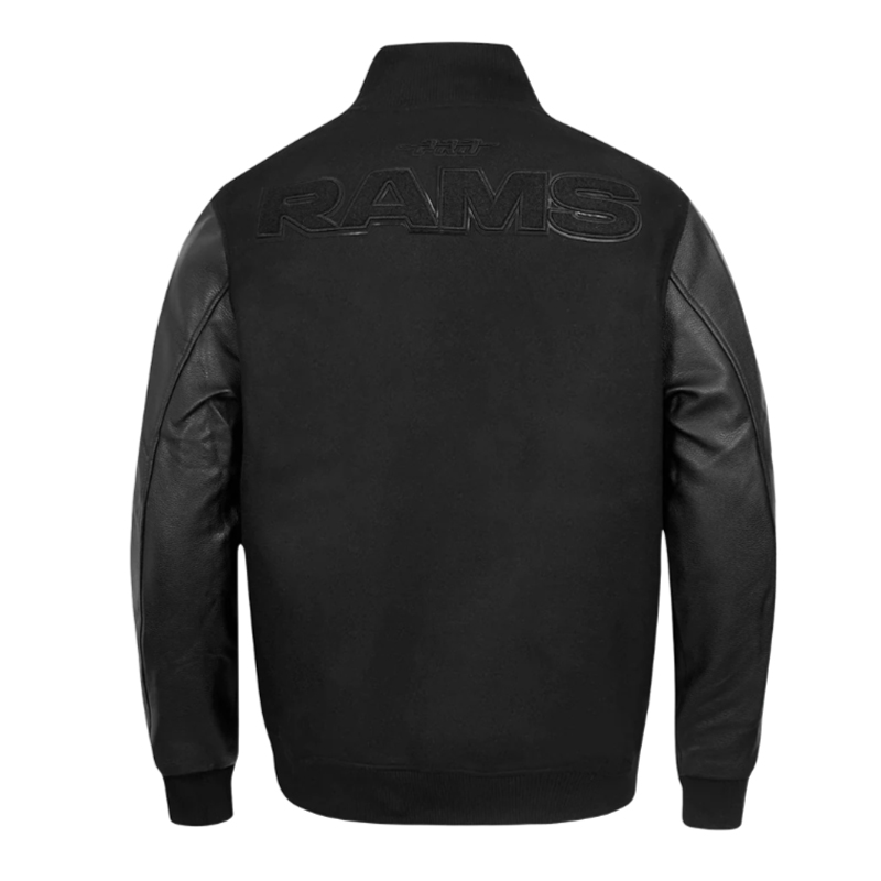 LA Rams Triple Black Varsity Wool/Leather Jacket - Image 2