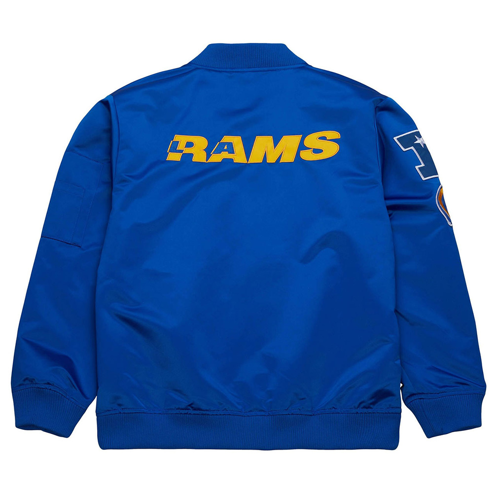 LA Rams Vintage Logo Royal Lightweight Satin Jacket - Image 2
