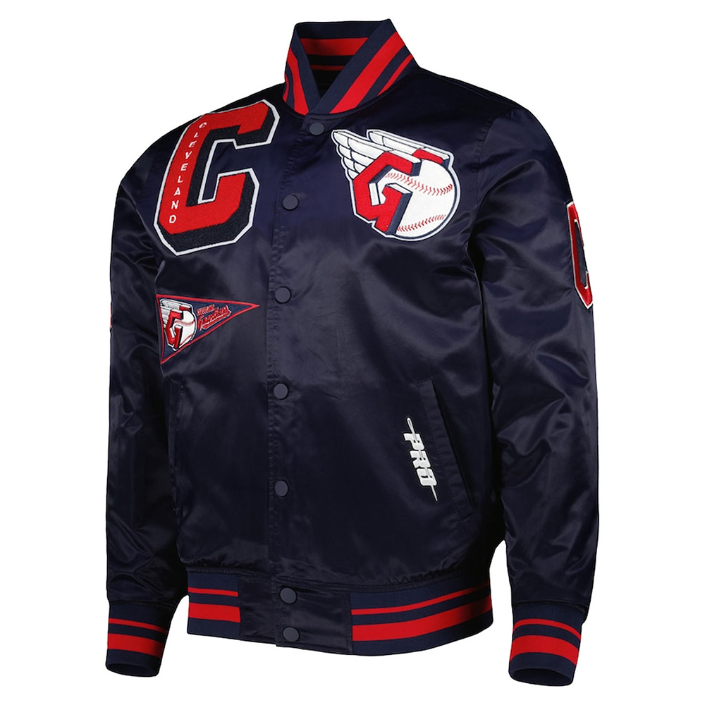 Cleveland Guardians Mash Up Satin Navy Jacket