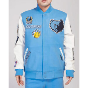 Memphis Grizzlies Animal Patches Blue Varsity Jacket