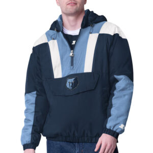 Navy/Blue Memphis Grizzlies Charger Half-Zip Pullover Jacket