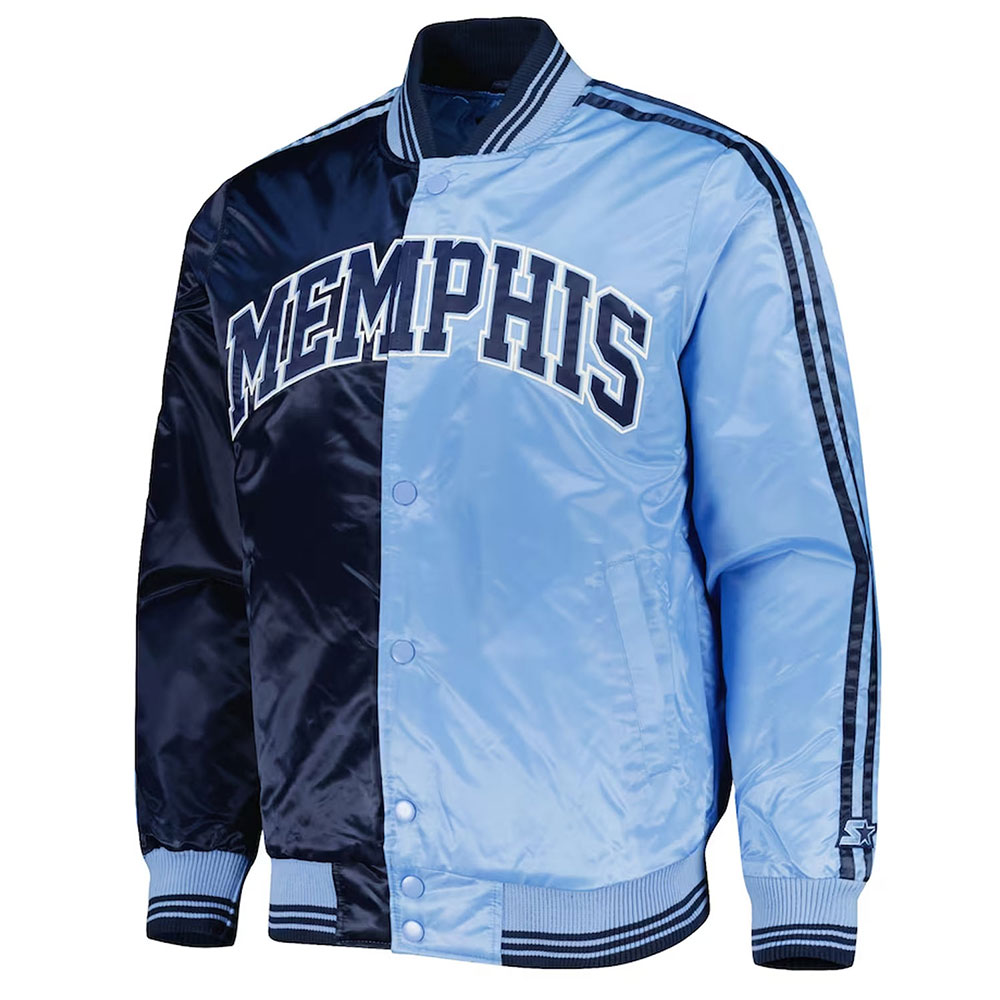 Memphis Grizzlies Fast Break Navy/Light Blue Satin Jacket