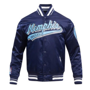 Memphis Grizzlies Script Tail Navy Satin Jacket