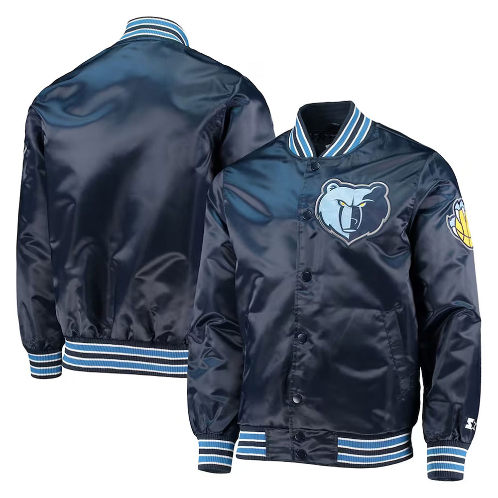Memphis Grizzlies The Diamond Classic Navy Satin Jacket - Image 3