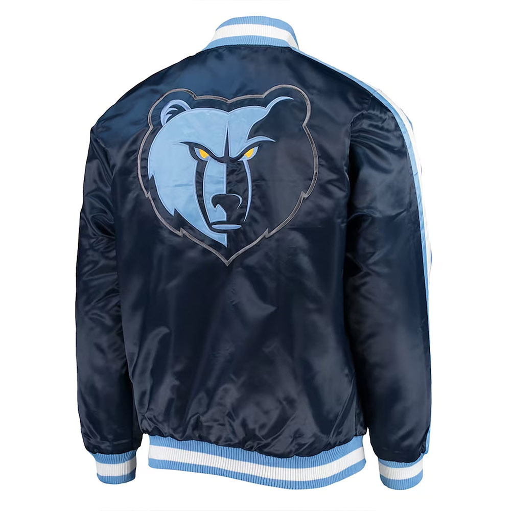 Memphis Grizzlies The Offensive Varsity Navy Satin Jacket - Image 2