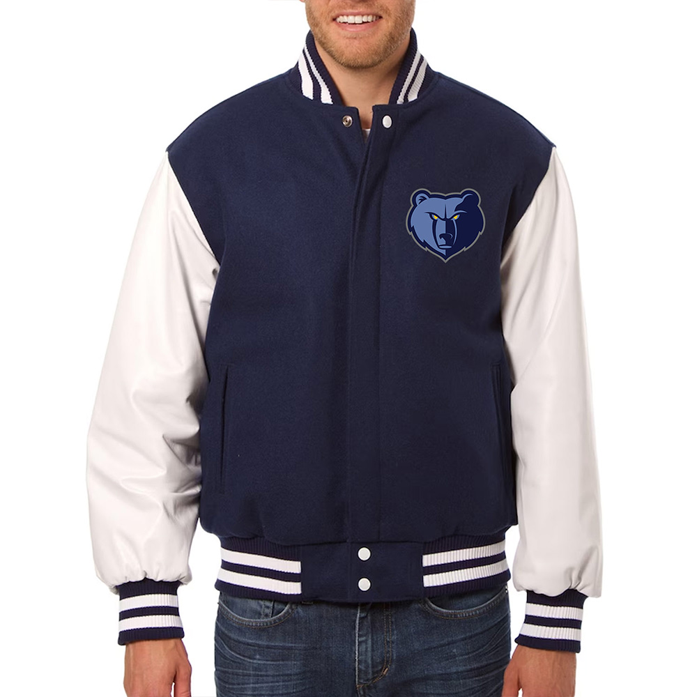 Memphis Grizzlies Navy and White Varsity Jacket