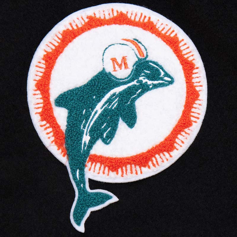 Miami Dolphins Black Out Vintage Logo Varsity Jacket - Image 3