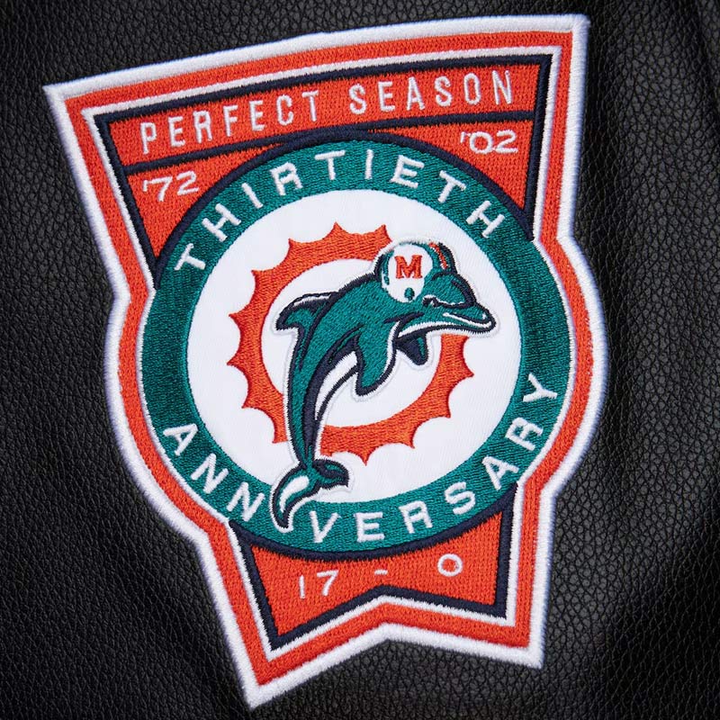 Miami Dolphins Black Out Vintage Logo Varsity Jacket - Image 6