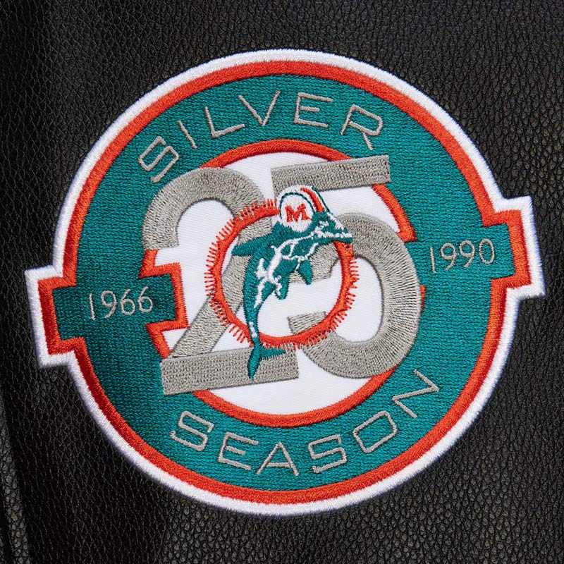 Miami Dolphins Black Out Vintage Logo Varsity Jacket - Image 7