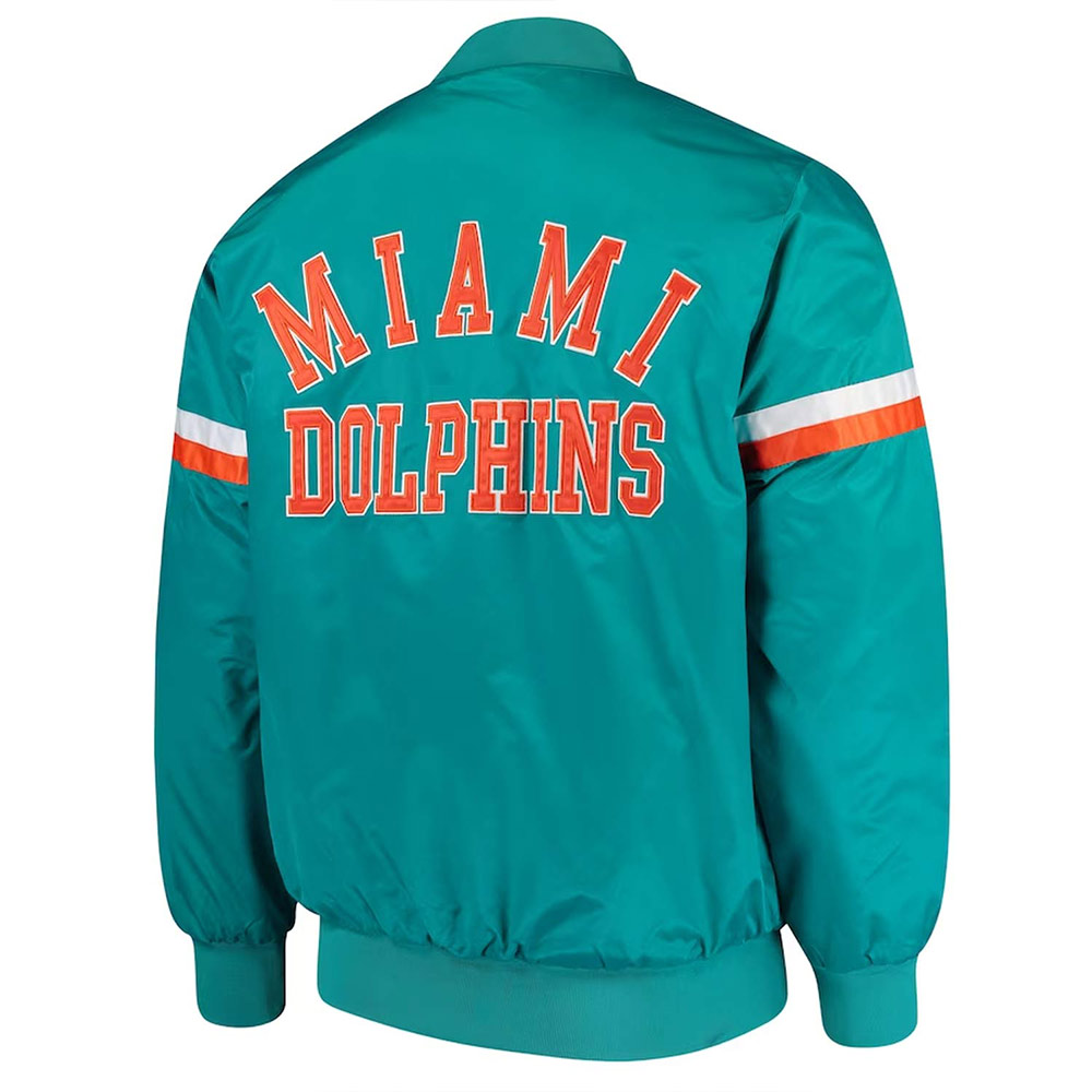 Miami Dolphins Champ Aqua Varsity Satin Jacket - Image 2