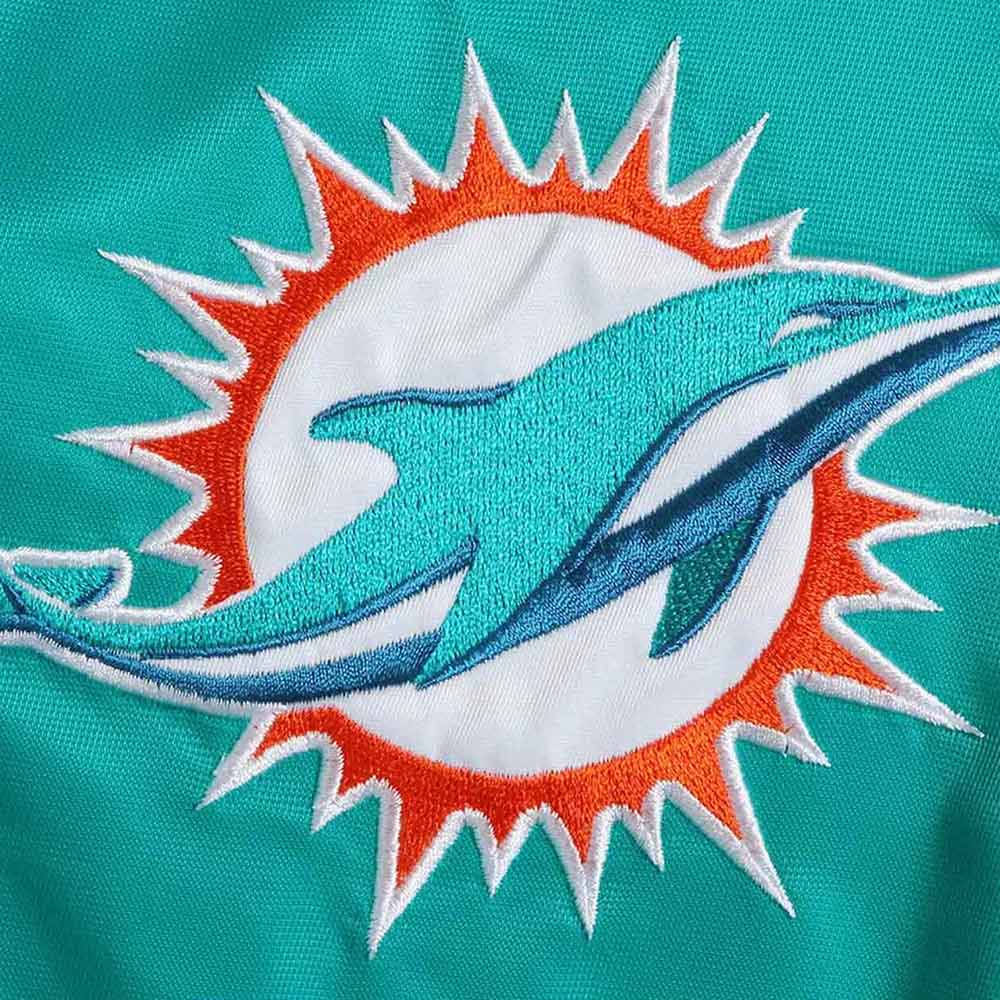 Miami Dolphins Champ Aqua Varsity Satin Jacket - Image 5