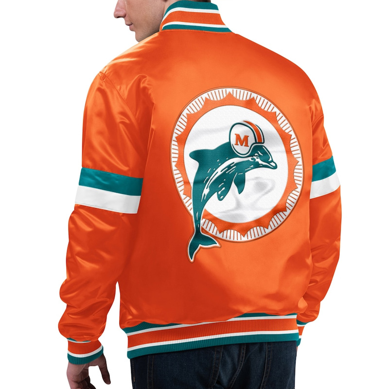 Miami Dolphins Gridiron Classics Home Game Orange Satin Jacket - Image 2