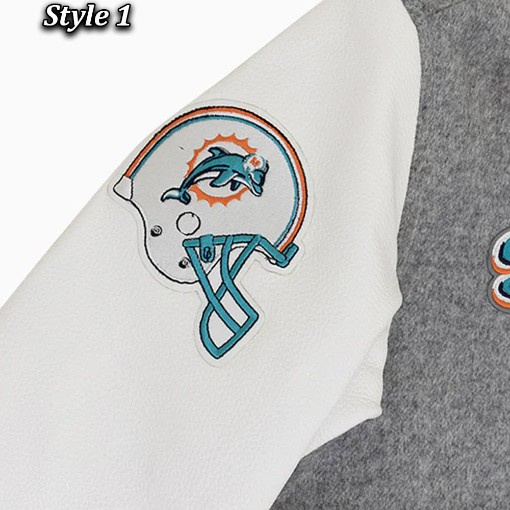 Miami Dolphins Varsity Heather Grey and White Jacket - Image 5