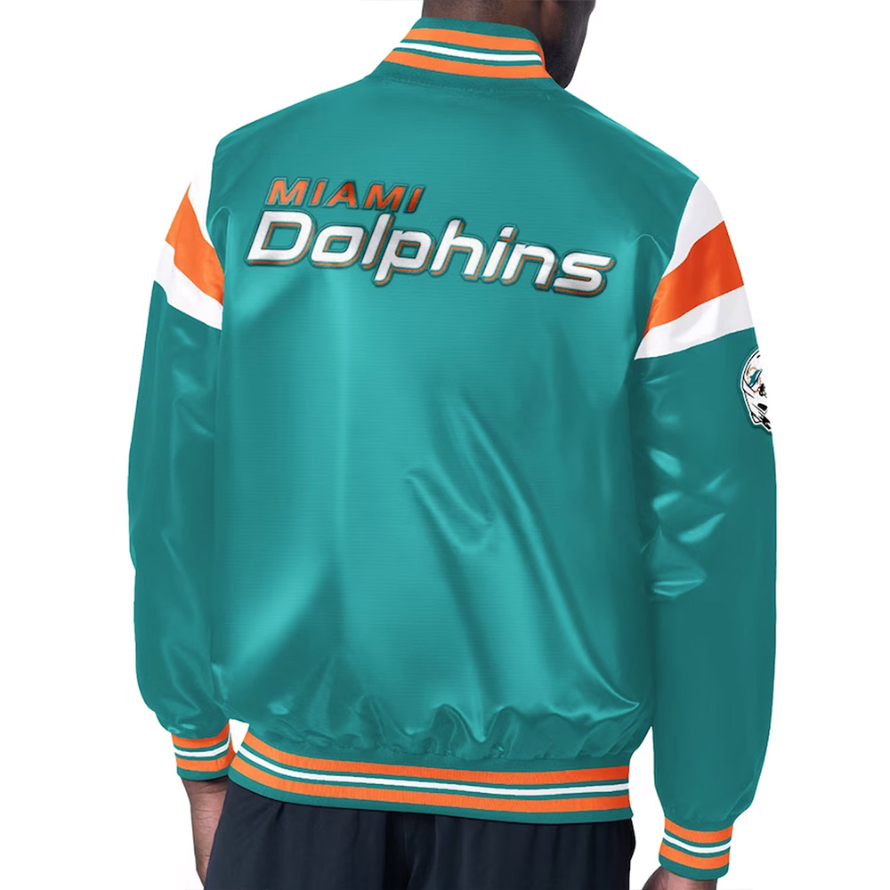 Miami Dolphins Midweight Aqua Satin Jacket - Image 2