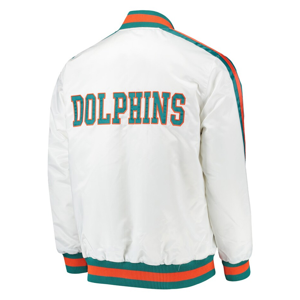 Throwback D-Line Miami Dolphins White Jacket - Image 2
