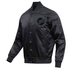 Miami Dolphins Triple Black Satin Jacket