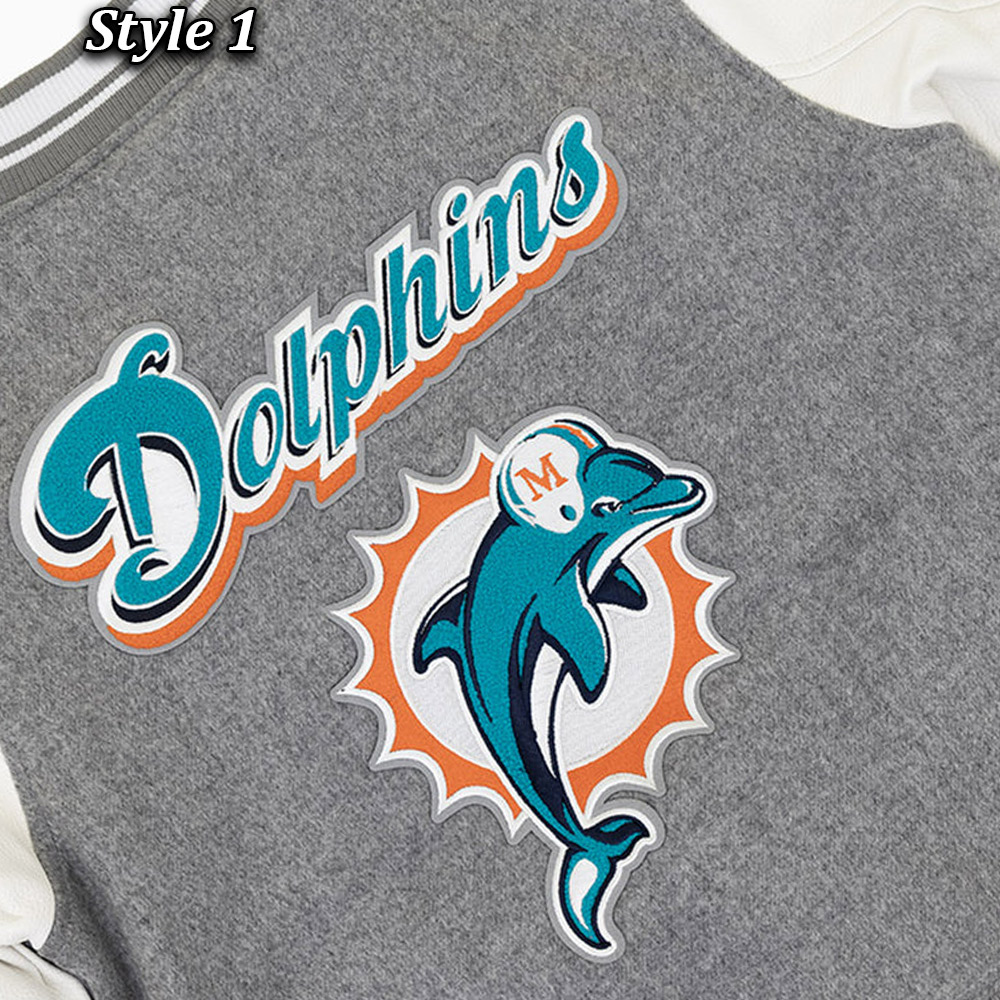 Miami Dolphins Varsity Heather Grey and White Jacket - Image 6