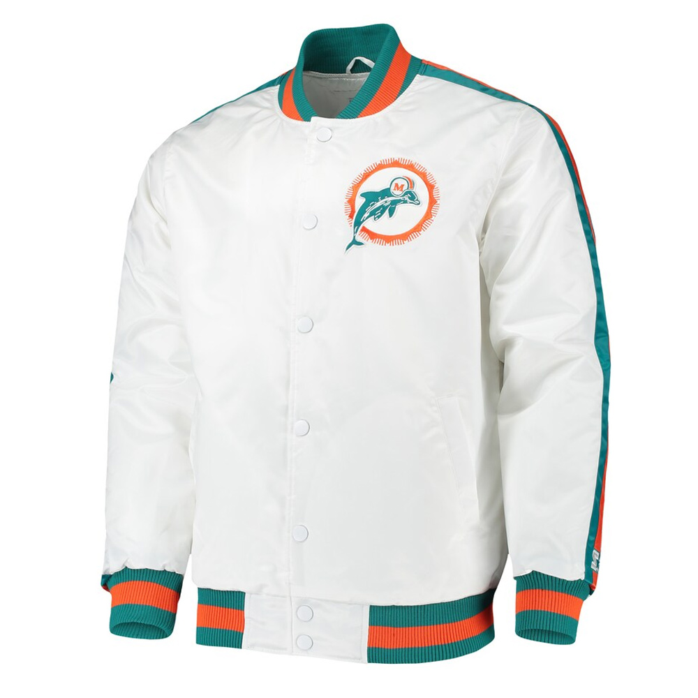 Throwback D-Line Miami Dolphins White Jacket