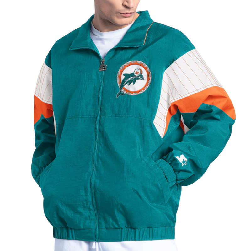 Miami Dolphins Yard Line Aqua Full-Zip Jacket