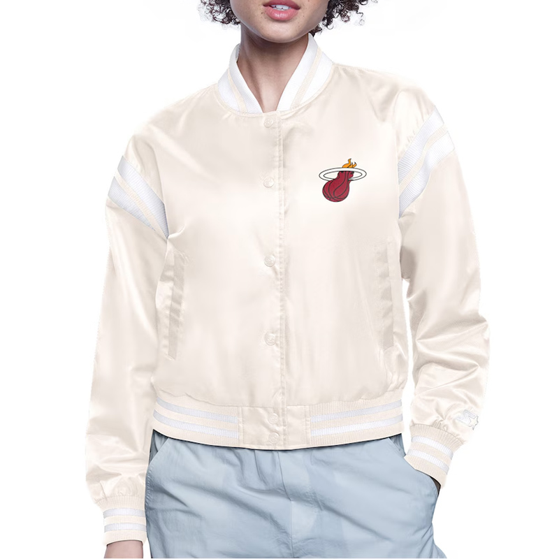 Miami Heat Printed Logo Varsity Satin Jacket - Image 2