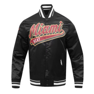 Miami Heat Script Tail Black Satin Jacket
