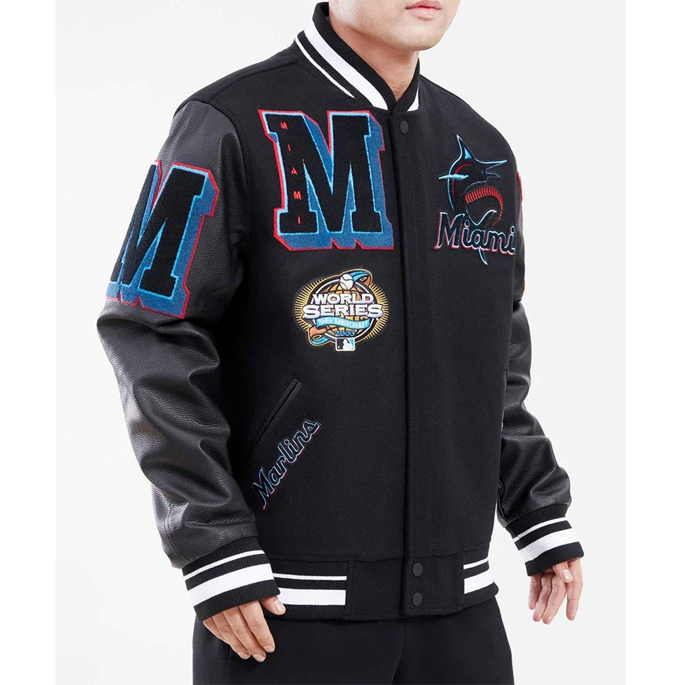 Miami Marlins Mash Up Varsity Jacket - Image 3