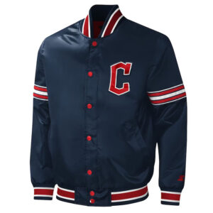 Cleveland Guardians Midfield Navy Varsity Satin Jacket