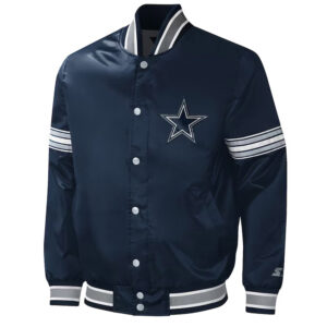 Starter Midfield Dallas Cowboys Navy Full-Snap Varsity Satin Jacket