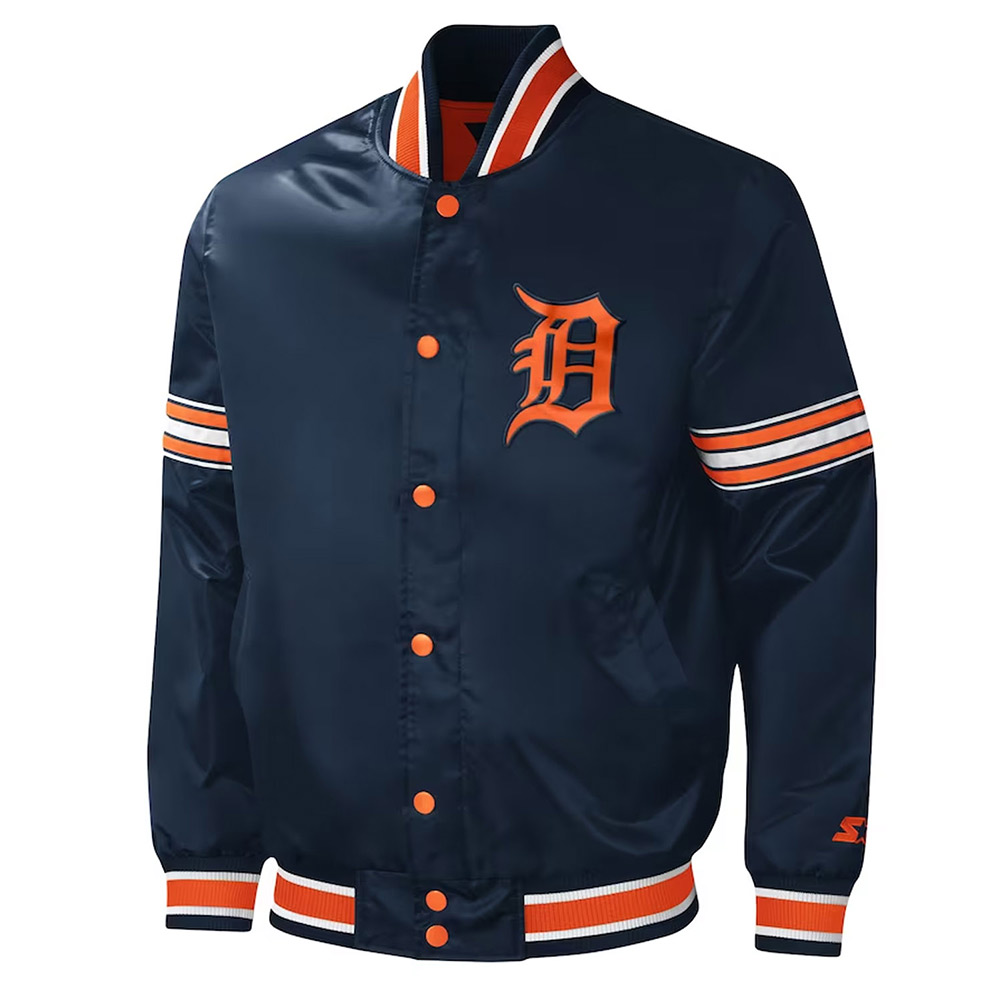 Detroit Tigers Midfield Varsity Navy Satin Jacket