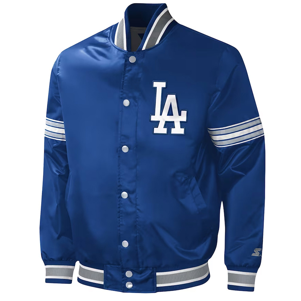 LA Dodgers Midfield Royal Varsity Satin Jacket