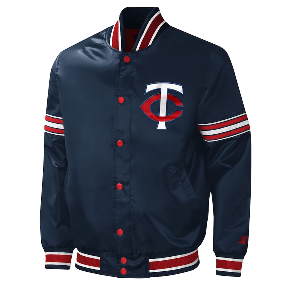 Minnesota Twins Midfield Varsity Navy Blue Satin Jacket