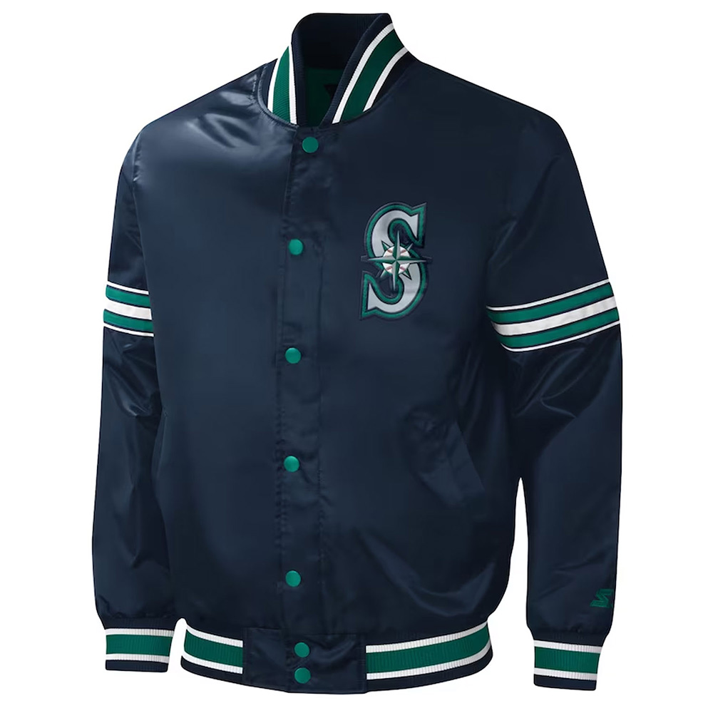 Navy Seattle Mariners Midfield Satin Jacket