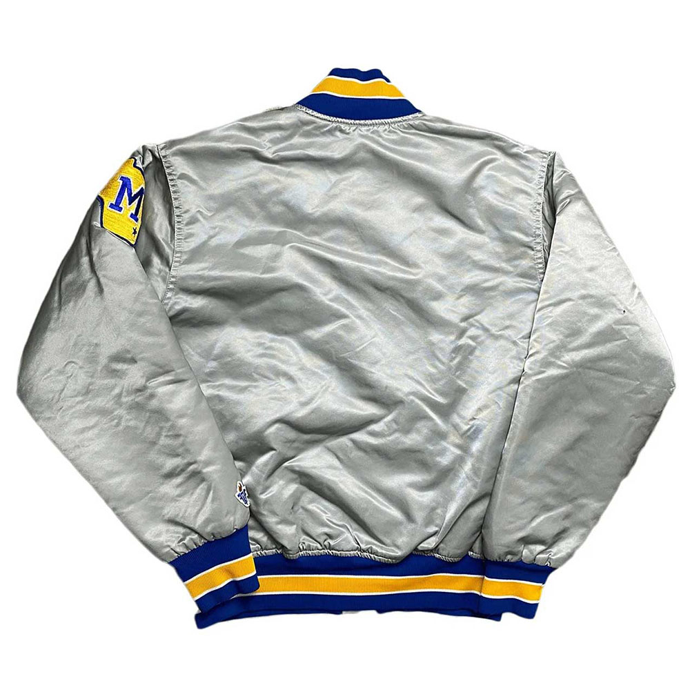 Milwaukee Brewers Grey Varsity Satin Jacket - Image 2
