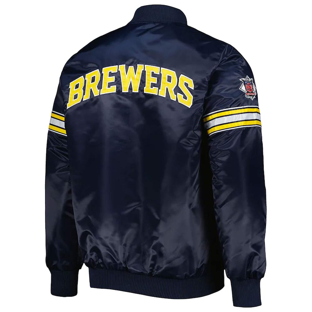 Navy Milwaukee Brewers Pick & Roll Satin Jacket - Image 2