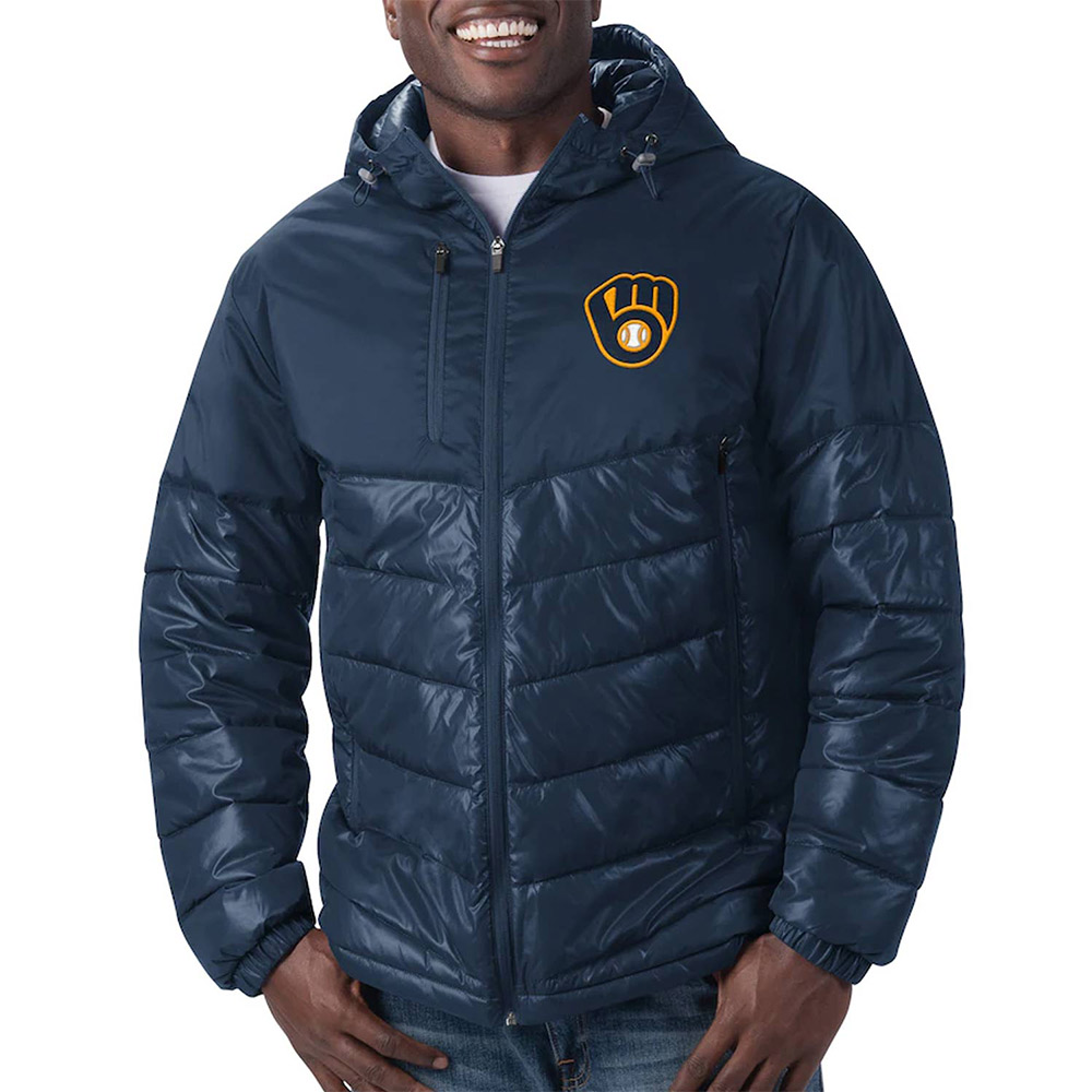 Milwaukee Brewers Storm Puffer Hooded Jacket - Image 4