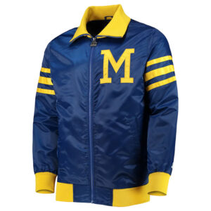 The Captain II Milwaukee Brewers Varsity Royal Satin Jacket