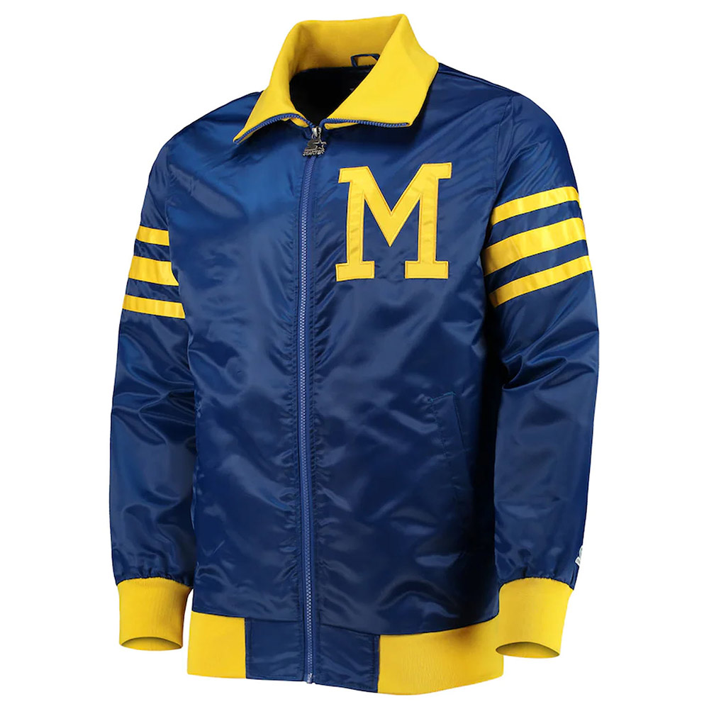 The Captain II Milwaukee Brewers Varsity Royal Satin Jacket