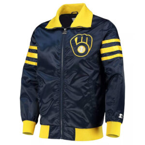 The Captain II Milwaukee Brewers Navy Satin Jacket
