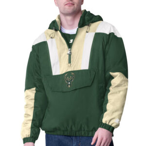 Cream Milwaukee Bucks Charger Half-Zip Pullover Jacket