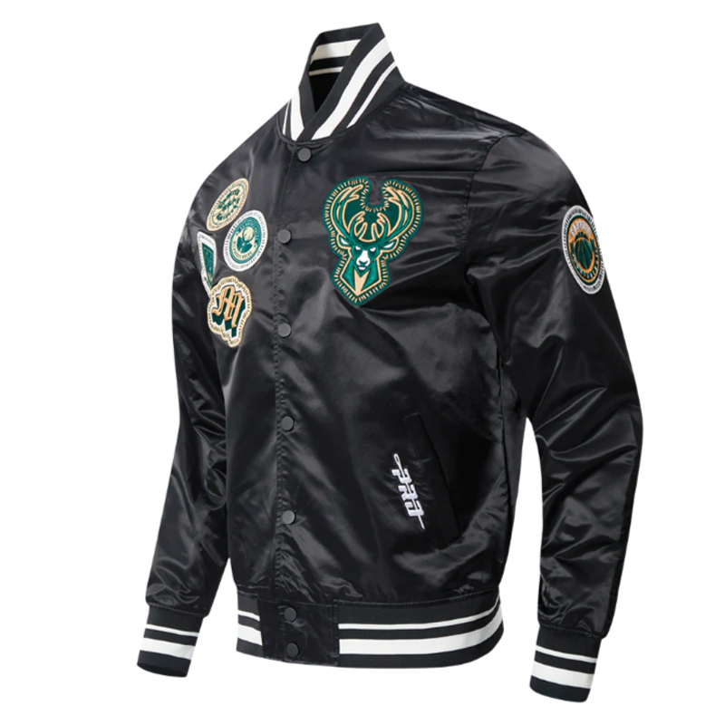 Milwaukee Bucks Diy Pick Stitch Classic Rib Satin Jacket - Image 3
