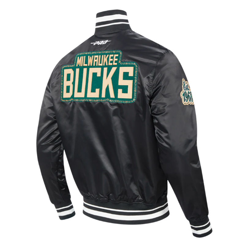 Milwaukee Bucks Diy Pick Stitch Classic Rib Satin Jacket - Image 4