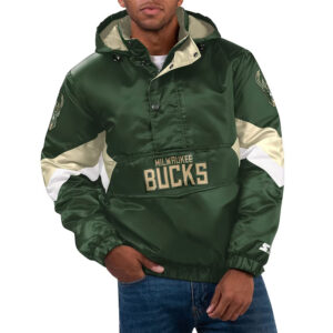Force Play II Milwaukee Bucks Half-Zip Hooded Jacket