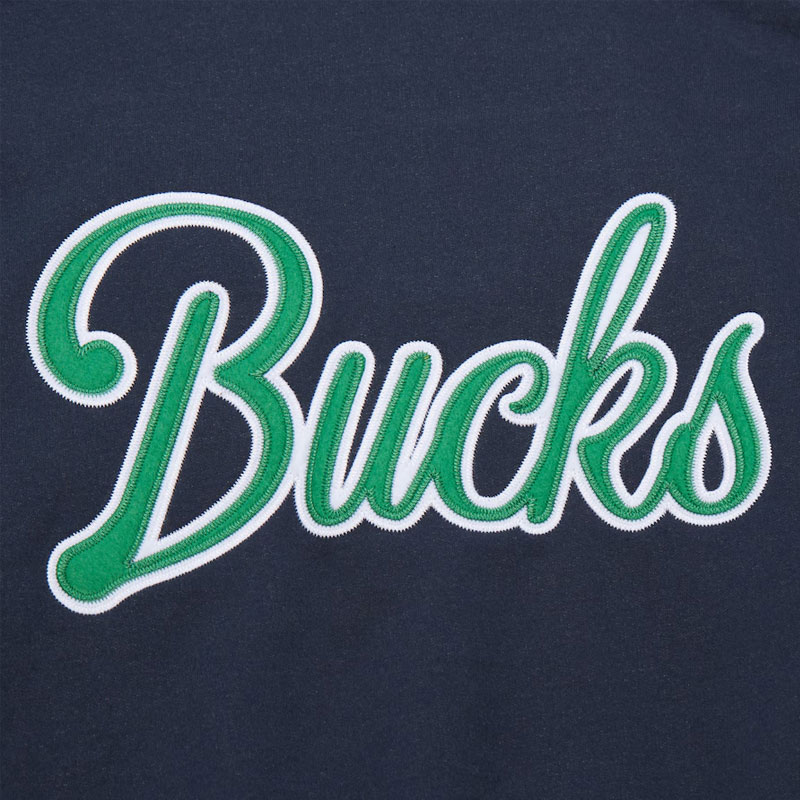 Milwaukee Bucks Navy and White Fleece Varsity Jacket - Image 3
